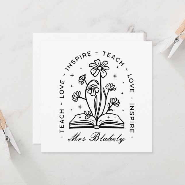 Personalisierter Lehrername zitiert den Kernpunkt (Vorderseite/Rückseite Beispiel)