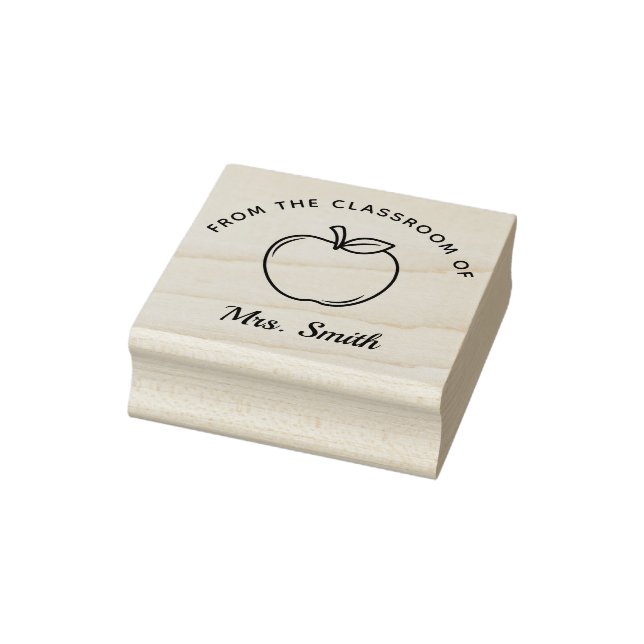 Personalisierter Lehrerstempel mit Apfel Gummistempel (Stempel)