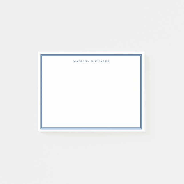 Personalisierter leichter Navy Blue Border Post-it Klebezettel (Vorderseite)