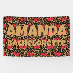 Personalisierter Leopard Cherries Junggeselinnen-A Banner