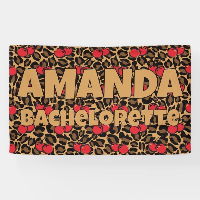 Personalisierter Leopard Cherries Junggeselinnen-A Banner (Horizontal)