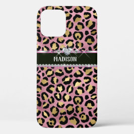 Personalisierter Leopard Pink Black Diamond Case-Mate iPhone Hülle
