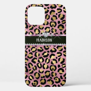 Personalisierter Leopard Pink Black Diamond Case-Mate iPhone Hülle