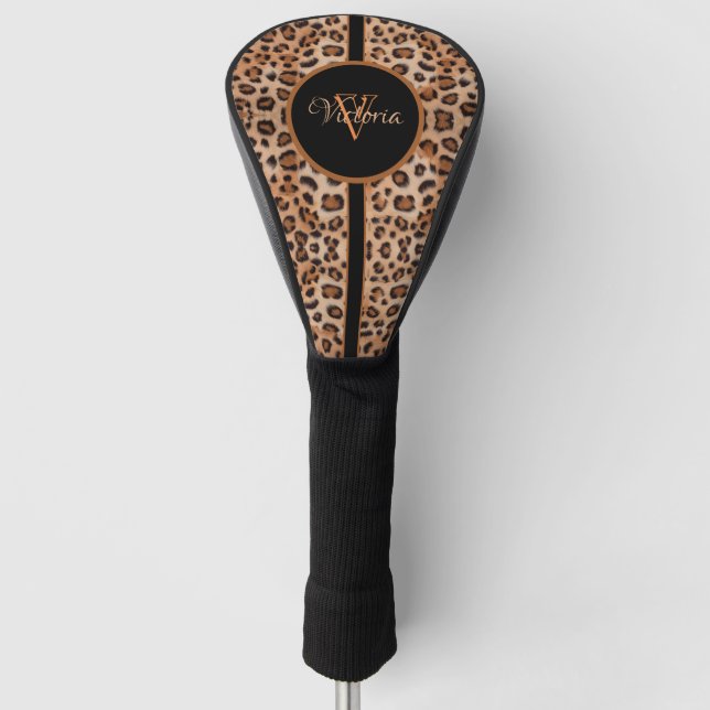 Personalisierter Leopard Print Golf Head Cover Headcover (Vorderseite)