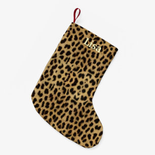 Personalisierter Leopard Print Strumpf Kleiner Weihnachtsstrumpf