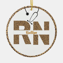 Personalisierter Leopard R N Nurse Ornament