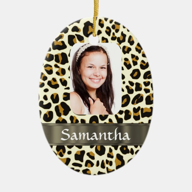 Personalisierter Leoparddruck Keramikornament (Vorne)