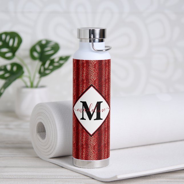 Personalisierter Leopardendruck Trinkflasche (Yoga)