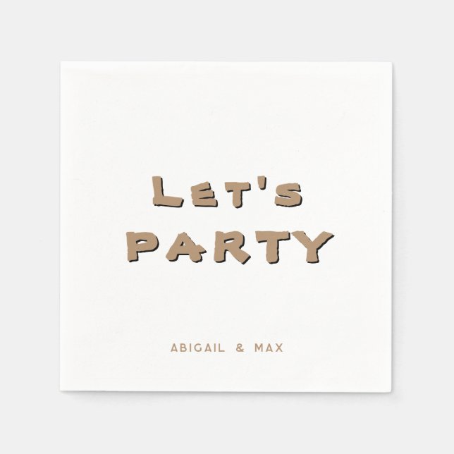 Personalisierter Let's Party Gold Cocktail Serviette (Vorderseite)