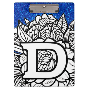 Personalisierter Letter D Glitzer Floral Tattoo Sc Klemmbrett