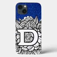 Personalisierter Letter D Glitzer Tattoo-Blume
