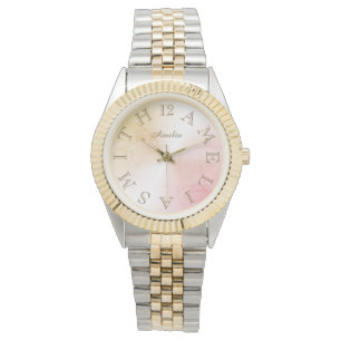 Personalisierter Letter Dial Rosa Rose Gold Gradie Armbanduhr