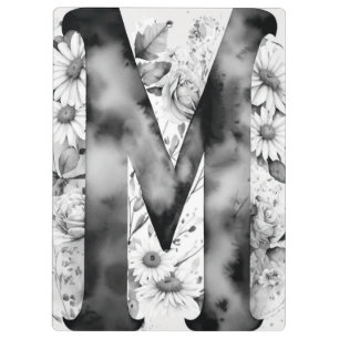 Personalisierter Letter M Floral Watercolor Lehrer Klemmbrett
