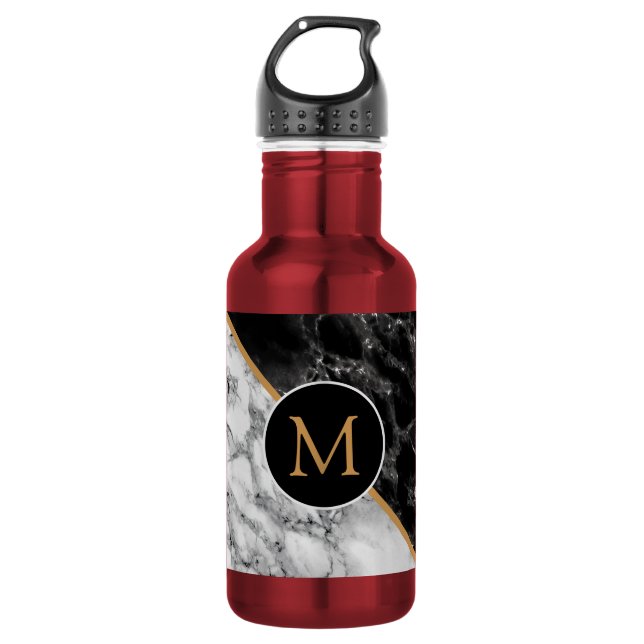 Personalisierter Letter Marmor Design Wasserflasch Edelstahlflasche (Vorderseite)