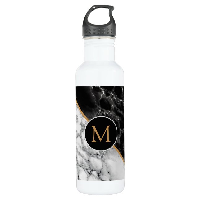 Personalisierter Letter Marmor Design Wasserflasch Edelstahlflasche (Vorderseite)