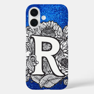 Personalisierter Letter R Eleganter Glitzer iPhone 16 Hülle