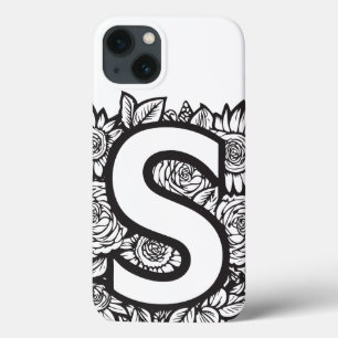 Personalisierter Letter S Elegante Tattoo Blume Case-Mate iPhone Hülle