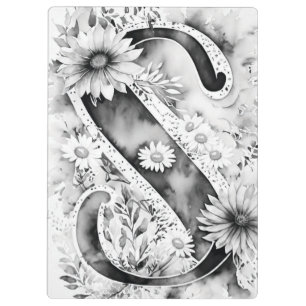 Personalisierter Letter S Floral Watercolor Lehrer Klemmbrett