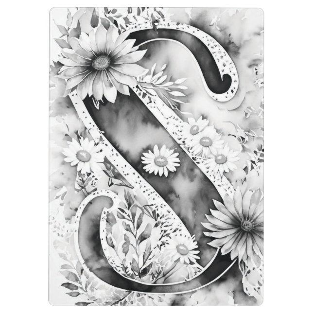 Personalisierter Letter S Floral Watercolor Lehrer Klemmbrett (Rückseite)