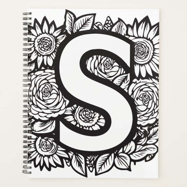 Personalisierter Letter S Tattoo Blume Monogram Planer (Vorderseite)