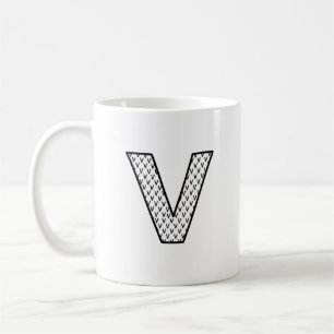 Personalisierter Letter V Keramik Monogramm Becher Kaffeetasse