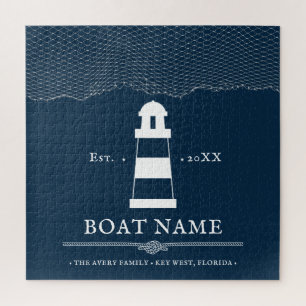 Personalisierter Leuchtturm Nautic Boat Name Puzzle