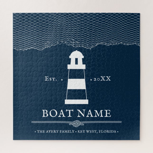 Personalisierter Leuchtturm Nautic Boat Name Puzzle (Vertikal)