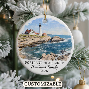 Personalisierter Leuchtturm Portland Head, Maine Keramik Ornament