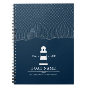 Personalisierter Leuchtturm Schiff Nautical Blue Notizblock