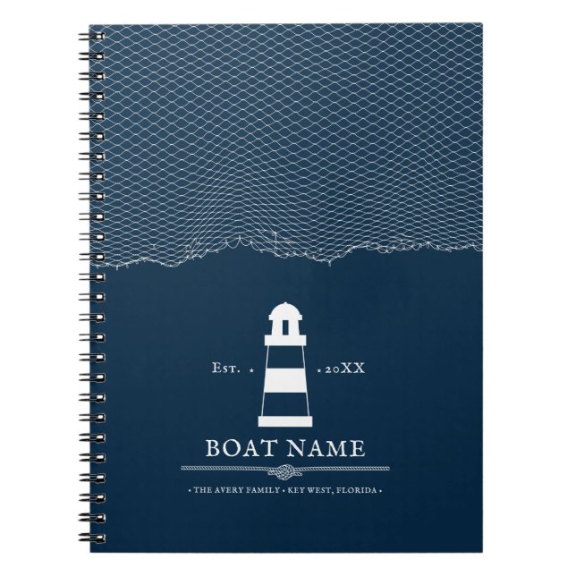 Personalisierter Leuchtturm Schiff Nautical Blue Notizblock (Vorderseite)