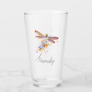 Personalisierter Libellen-Splatter Glas