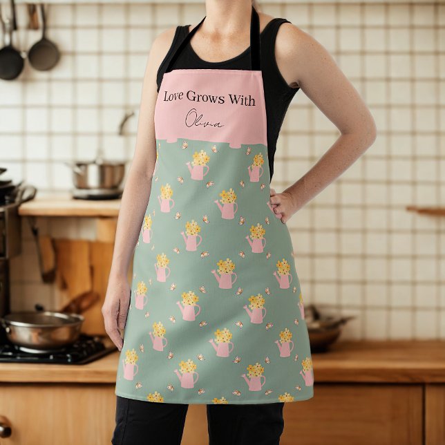 Personalisierter 'Liebe wächst mit dir'-Blumen-Tot Schürze (Von Creator hochgeladen)