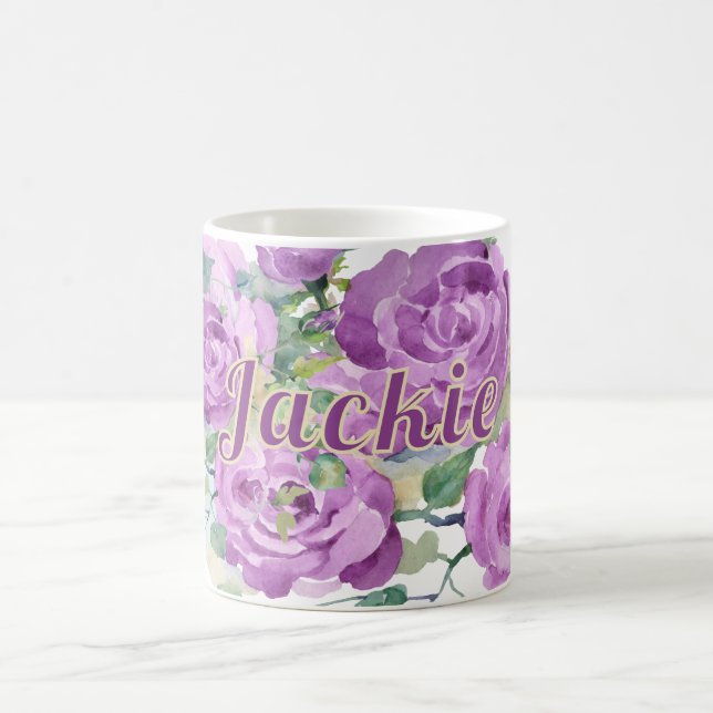 Personalisierter Lila Blumenkaffee Kaffeetasse (Mittel)