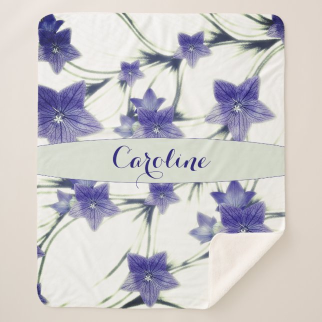Personalisierter Lila Blumenstrauch Botanisch Sherpadecke (Vorderseite)