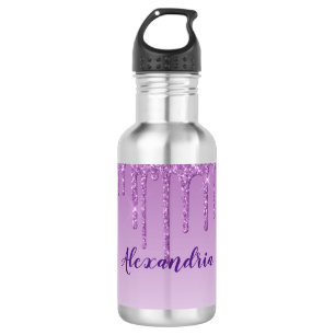 Personalisierter Lila Droping-Glitzer robuster Zus Edelstahlflasche