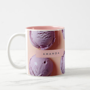 Personalisierter lila Eiskreme-Löffel Zweifarbige Tasse