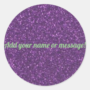 Personalisierter lila funkelnder Glitter Runder Aufkleber