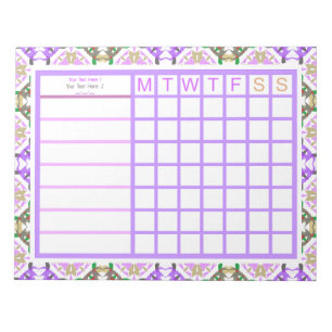 Personalisierter Lila Girly Weekly Planer Organisa Notizblock
