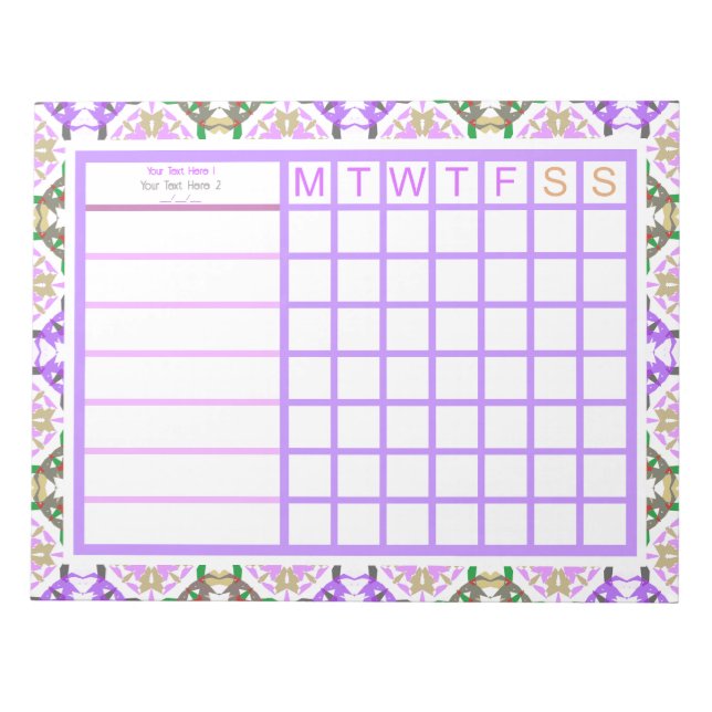 Personalisierter Lila Girly Weekly Planer Organisa Notizblock (Vorderseite)