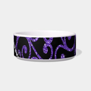 Personalisierter lila Glitter-NamensWirbel Napf