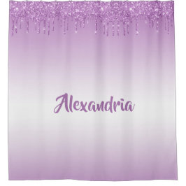 Personalisierter Lila Glitzer Duschvorhang