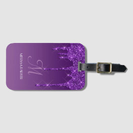 Personalisierter Lila Glitzer Gepäckanhänger