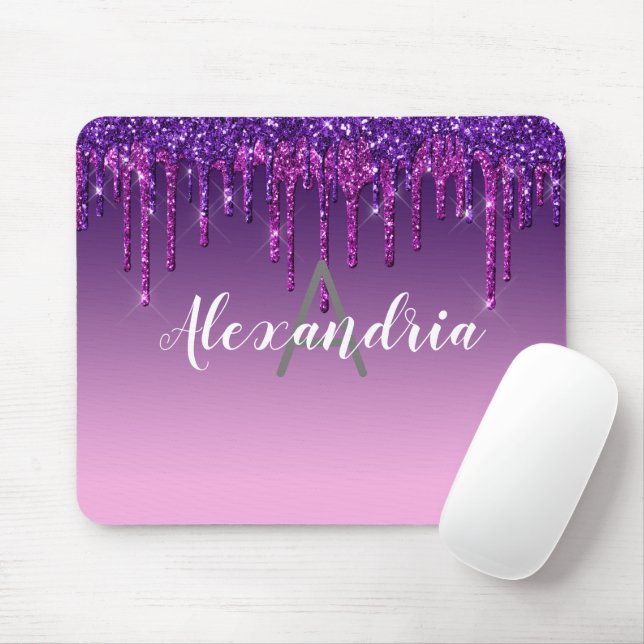 Personalisierter Lila Glitzer Mousepad (Mit Mouse)