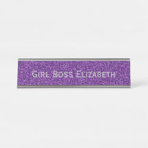 Personalisierter Lila Glitzer Silver Girl Boss Fun