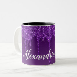 Personalisierter Lila Glitzer Zweifarbige Tasse