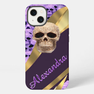Personalisierter lila gotischer Totenkopf iPhone Hülle