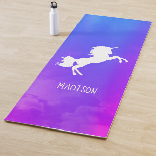 Personalisierter Lila Himmel Rainbow Unicorn Yogamatte