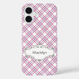 Personalisierter Lila Karierter TelefonCase iPhone 16 Hülle