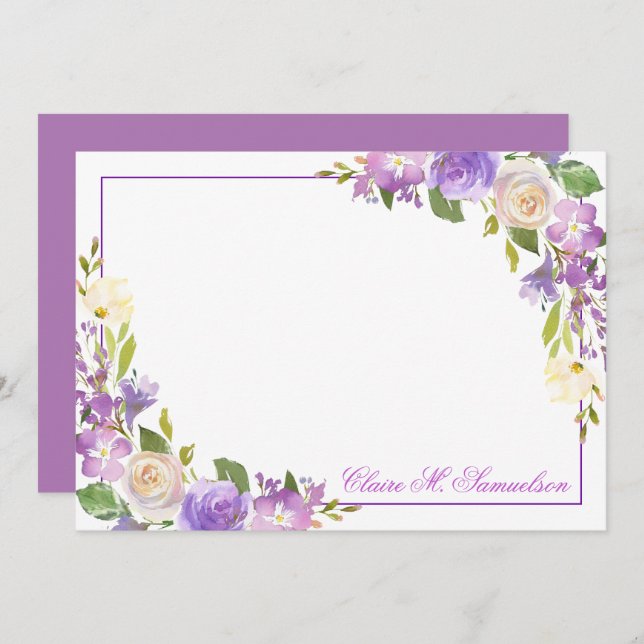 Personalisierter Lila Lavendel Mitteilungskarte (Vorne/Hinten)