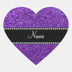 Personalisierter lila NamensGlitter Herz-Aufkleber